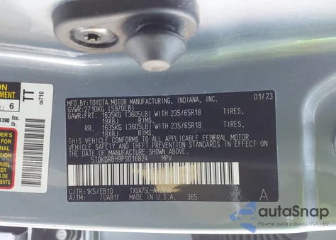 2023 Toyota Highlander Xle z USA, uszkodzony, nr VIN 5TDKDRBH9PS016824